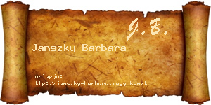 Janszky Barbara névjegykártya